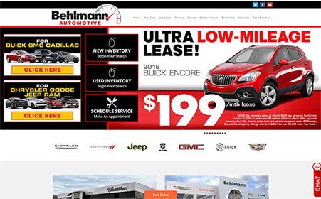 Screen shot of Behlmann website, by AutoDealerWebsites.com