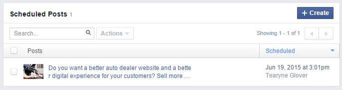 Example Scheduled Posts Section