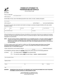 POA vehicle transfer form thumbnail sample.